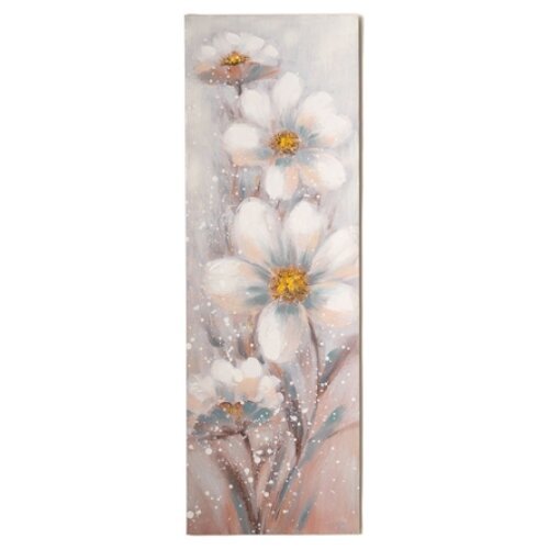 Iliadis Πινακας Ελαιογραφια Σε Τυπωμενο Καμβα Με Ασπρα Λουλουδια 40Χ3Χ120Εκ