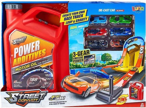 ΜΠΕΤΟΝΙ ΚΟΚΚΙΝΟ ΜΕ ΠΙΣΤΑ ΕΚΤΟΞΕΥΣΗΣ ΚΑΙ 6 ΜΕΤΑΛΛΙΚΑ ΟΧΗΜΑΤΑ 46,5X12X34CM