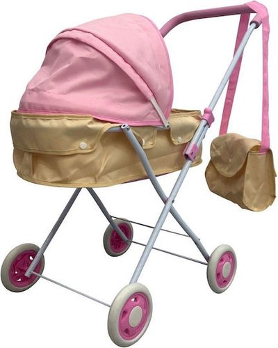 ΚΑΡΟΤΣΙ ΚΟΥΚΛΑΣ ΡΟΖ - ΜΠΕΖ ΜΕ ΤΣΑΝΤΑ 36Χ62Χ68CM