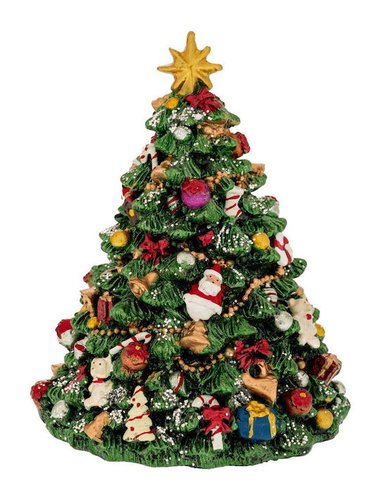 Πρασινο Πολυρεζιν Κουρδιστο Στολισμενο Δεντρο Με Μουσικη 11,5Χ12Χ15Εκ