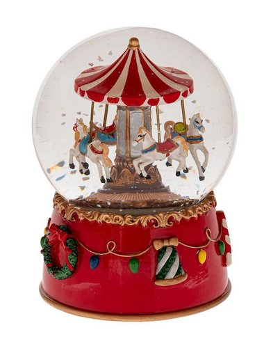 Κοκκινη Πολυρεζιν Κουρδιστη Νερομπαλα Με Τσιρκο, Με Μουσικη Φ13,5Χ16,5Εκ