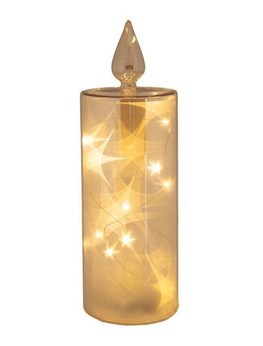 Μελι Γυαλινο Led Κερι Φ9Χ27Εκ Μπαταριας