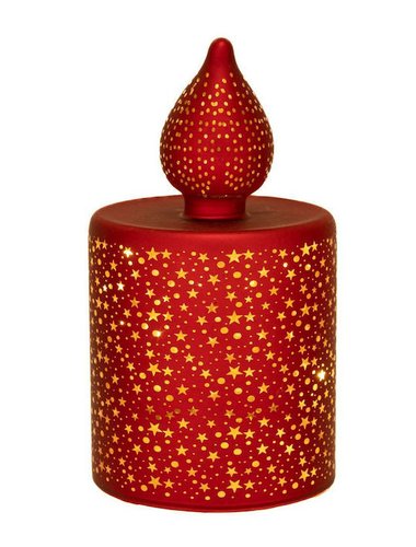 Χριστουγεννιατικο Γυαλινο Κερι Κοκκινο Μπαταριας 15Χ7,50Εκ