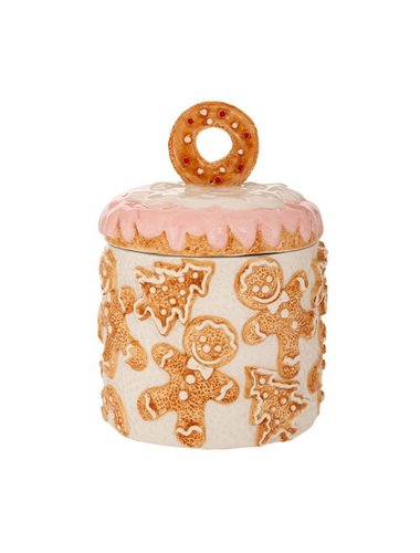 Κεραμικη Μπισκοτιερα Gingerbread Με Καπακι 21Χ15Χ15Εκ.