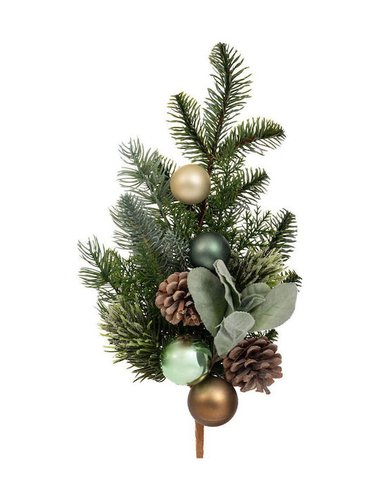 Πρασινο Κλαδι Με Κουκουναρια Και Μπαλες 50Εκ