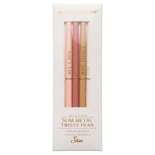 DESIGNWORKS INK ΣΕΤ ΣΤΥΛΟ TWISTY SLIM METAL CREAM