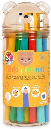 ΣΕΤ ΞΥΛΟΜΠΟΓΙΕΣ TEDDY FRIENDS 24 ΧΡΩΜΑΤΑ ΜΕ ΞΥΣΤΡΑ (3.5 mm)